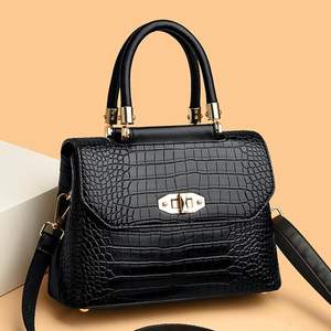 Sac à main en cuir PU personnalisé avec motif crocodile, fermeture à glissière, poignée supérieure écologique, sac à bandoulière pour femmes - Product Image 2