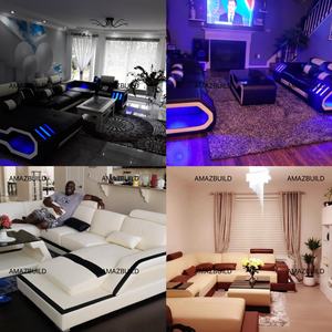 आधुनिक डिजाइन चमड़े के सोफे के साथ फर्नीचर सेट फर्नीचर - Product Image 6