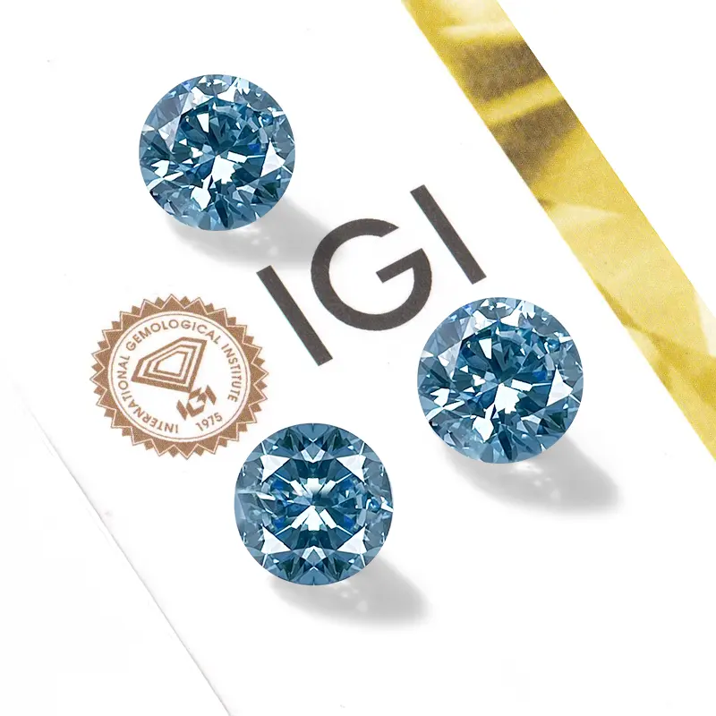 Warna biru langit Beatiful 1ct - 5ct bulat potongan mewah warna biru intens VS IGI Lab berlian