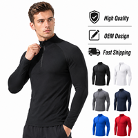 Maglietta Sportiva Casual per Corsa e Palestra, Design OEM, Manica Lunga con Logo Personalizzato, Mezza Zip sul Colletto