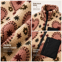 Veste en polaire sherpa pour homme, style western, jacquard, fermeture éclair intégrale, streetwear décontracté, veste d'hiver, OEM ODM personnalisé