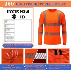 Chemise de sécurité réfléchissante haute visibilité FOXA pour hommes, manches longues, polyester, vêtements de travail, logo personnalisé, impression par transfert thermique - Product Image 5