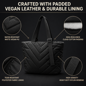 Sac fourre-tout matelassé en nylon léger, sac à bandoulière, sac à main, grande capacité, sac de voyage et de shopping pour femme - Product Image 5