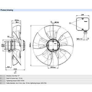 พัดลมแกน ebmpapst รุ่น A4E450-AO09-01 ขนาด 450 มม. กำลังไฟ 650 วัตต์ แรงดันไฟฟ้า 230 โวลต์ AC พัดลมไฟฟ้า พัดลมปรับอากาศ พัดลมระบายความร้อนแบบแกน พัดลมสำหรับเครื่องทำความเย็น - Product Image 2