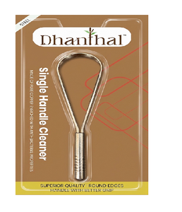 Dhanthal Steel Tongue <b>Cleaner</b> Single Handle Superior Quality Better Grip <b>for</b> Safe and Effective Tongue Cleaning Removes Toxins - Product Image 3