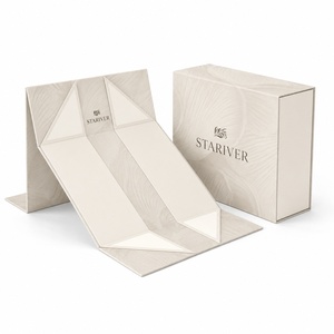 Custom Logo Printed Foldable Magnetic Gift Box Luxury Rigid Beige Abstract Wave <strong>Pattern</strong> <strong>Paper</strong> Packaging Box Cosmetics Jewelry - Product Image 2