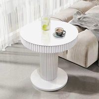 Table d'appoint cannelée intelligente avec haut-parleur Bluetooth à commande tactile, chargement sans fil, table d'appoint moderne de luxe pour salon et chambre