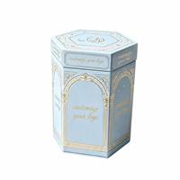 Caixa de Presente Hexagonal Leabon Azul com Arco Carrossel e Detalhes Dourados em Relevo – Luxo para Doces, Velas e Guloseimas – Logotipo Personalizado – Atacado Direto da Fábrica