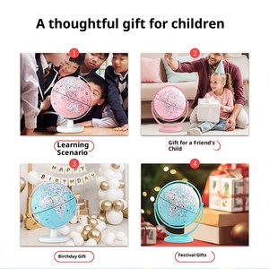 Geografía educativa Educación Tipo de dibujos animados Columpio completo Meridiano Geográfico Mapa del mundo Globo de plástico con luz - Product Image 6