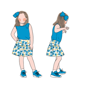 Nuovo Set Estivo 2026 per Bambine: Top Senza Maniche Tinta Unita e Minigonna con Stampa Floreale, <span class=keywords><strong>Abbigliamento</strong></span> per Bambini, MOQ Basso, Etichetta Privata - Product Image 6