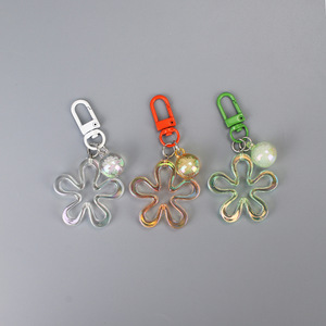 Llavero de Metal con Diseño de Flor Hueca Láser Colorido, Colgante Pequeño y Fresco con Cuentas de Burbuja, Accesorios para Bolsos para Niñas - Product Image 4