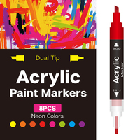 Marqueurs de peinture acrylique néon à double pointe colorée