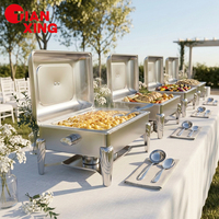 Peralatan Hotel TIANXING Set Chafing Dish Bundar 6L Bahan Stainless Steel untuk Katering Warna Perak dan Emas Mewah
