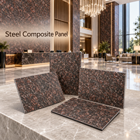 Panneau composite en acier marbré noir 3 mm 4x8 pieds pour les panneaux muraux de réception d'hôtel