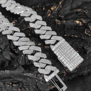 Su misura 20mm 2 righe Baguette CZ zircone con maglia cubana Miami bracciale collana Bling ottone Hip Hop gioielli collana