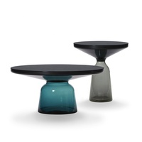 Table basse en verre trempé miroir violet moderne contemporain, populaire pour la salle à manger à domicile, en acier métallique, salon