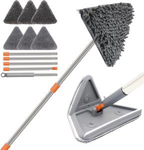 Balai mural en <span class=keywords><strong>microfibre</strong></span> à 360 degrés avec manche extensible magique, balai plat triangulaire en plastique pour le nettoyage intérieur - Product Image 1