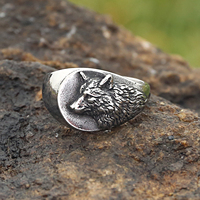 Bague Viking Souvenir en acier inoxydable Bague Viking pour homme Bague loup mythe nordique Bijoux Viking