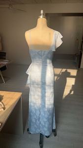 Abito da sera <span class=keywords><strong>lungo</strong></span> a fessura per donna donna elegante <span class=keywords><strong>blu</strong></span> cielo estivo - Product Image 3