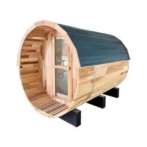 1800*2400MM kırmızı sedir malzeme varil sauna açık buhar sauna 6 halklar için