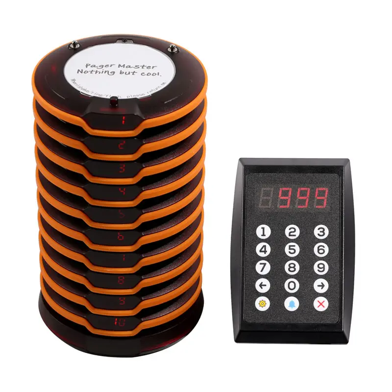 WirelessLinkx Free Logo Printing Wireless Guest Queue System Calling Restaurant Coaster Pager System for Restaurant