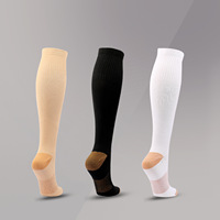 Chaussettes de compression décontractées pour hommes femmes Chaussettes de sport élastiques noires solides avec protection du mollet des veines Chaussettes d'allaitement à équipage élevé
