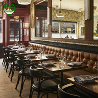 Banquette en cuir sur mesure pour restaurant commercial, mobilier de restaurant avec table et chaises pour bistro et bar