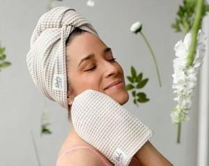 Polyester Quick-Dry <b>Hair</b> <b>Towel</b> <b>Turban</b> Waffle Adult Woman Bathroom Accessories Gift for Christmas - Product Image 6