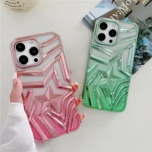 Original 6D Electroplating Gradient Wishing Star Phone Case For iPhone 15 11 12 13 14 Pro Max Shockproof Protective Back Cover