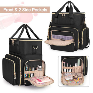 Bolsa Organizadora <span class=keywords><strong>de</strong></span> Esmalte <span class=keywords><strong>de</strong></span> Uñas Portátil <span class=keywords><strong>de</strong></span> Doble Capa, Estuche <span class=keywords><strong>de</strong></span> <span class=keywords><strong>Maquillaje</strong></span> <span class=keywords><strong>de</strong></span> Viaje <span class=keywords><strong>con</strong></span> 2 Bolsillos Desmontables y Bolsa para Herramientas <span class=keywords><strong>de</strong></span> Manicura - Product Image 3