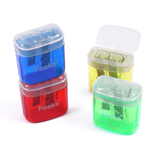 Sacapuntas Doble Transparente de Plástico Foska para Cosméticos, Material de Oficina y Maquillaje - Product Image 1