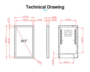 Androidの壁に取り付けられたメディアテレビ18.5インチ液晶広告エレベーターの広告ディスプレイ18" - Product Image 6