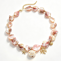 Collier de plage style océan avec perles et coquillages, pendentif conque corail imperméable, collier de coquillages naturels fait main, bijoux de vacances