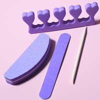 Kit d'outils de manucure tampon à ongles lime à ongles en bois Mini séparateur d'orteils ensemble de soins des ongles violet