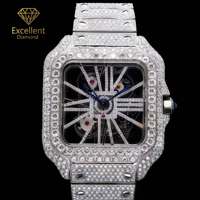 Montre Hip Hop de Luxe en Argent 925 et Moissanite, Montre Iced Out pour Homme, Cadeau de Fête, OEM ODM