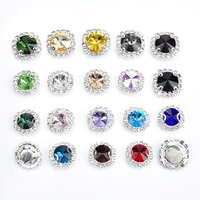 Strass en verre rond de 10 mm à 16 mm, forme de tournesol, à dos plat, paillettes, cristaux, pierres à coudre sur les vêtements, artisanat