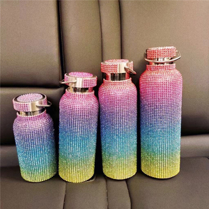 Regalo de las mujeres de moda de la botella de agua de acero inoxidable Bling diseño botella de vacío con fácil de llevar con - Product Image 4