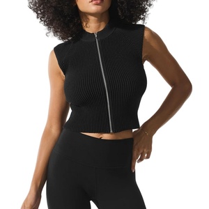 Débardeurs en coton tricoté respirant de haute qualité pour femmes, col montant, imprimé numérique, broderie, séchage rapide, écologiques - Product Image 1