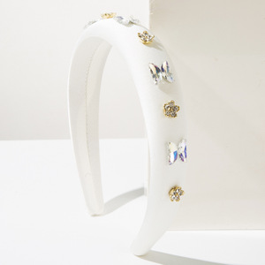 Serre-tête large style baroque avec papillons pour femme, orné de fleurs métalliques faites à la main, accessoire de mariée - Product Image 5