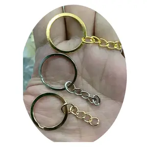 Hot Sale Gold Plated 2.5cm 3cm DIY Split Key Ring with Chain Keychain Ring Suppliers Key Chain Accessories