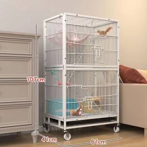 Ağır büyük katlanabilir Metal kedi yavru gelincik kafes 360 döner tekerlekler muhafaza ile evcil hayvan oyun parkı rampa merdivenler hamak - Product Image 6