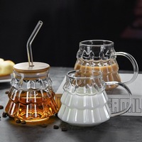 Tasse transparente en forme de pomme de pin, en verre borosilicate épais, design moderne et minimaliste, pour Americano glacé et Latte