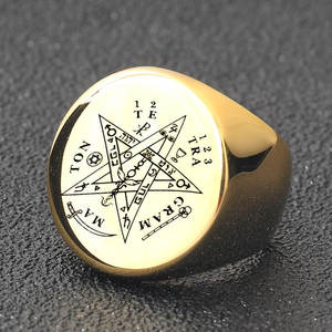 Anelli Vichinghi Wahyeh, Amuleto Magico Benedetto con Pentagramma di <span class=keywords><strong>Salomone</strong></span>, <span class=keywords><strong>Anello</strong></span> Punk in Acciaio Inossidabile - Product Image 5