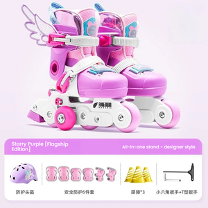 Pattini a rotelle rosa per bambini 2-6 anni, per principianti, con ruote, in PU - Product Image 6
