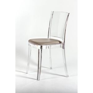 Sedia da soggiorno trasparente Lucienne con cuscino in ecopelle colomba Grey NABUK-Design confortevole - Product Image 2