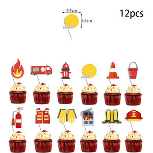 Ballons d'<span class=keywords><strong>anniversaire</strong></span> thème camion de pompiers de dessin animé, décoration de gâteau et décorations de fête pour garçons, fournitures pour fête d'ingénieurs et baby shower - Product Image 4