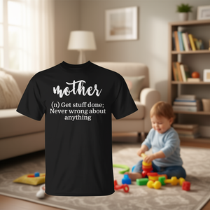 T-shirt Mother Definition nera unisex con scollo rotondo e grafica per donne e uomini - Product Image 3