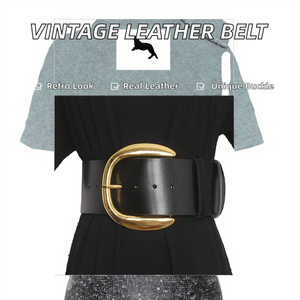 Cinturón de Cuero Genuino de 8 cm de Ancho para Mujer, Estilo Vintage, con Hebilla Geométrica de Aleación, Accesorio de Moda Transpirable para Faldas - Product Image 2