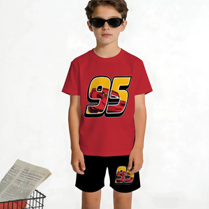 T-shirt a maniche corte e pantaloncini con stampa Lightning <span class=keywords><strong>McQueen</strong></span> 95 Racing Car per ragazzi, set di abiti casual in 2 pezzi - Product Image 1