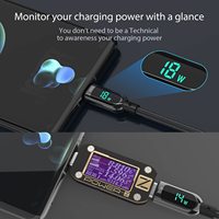Cable USB C con Pantalla Digital de 100W 240W, Cable de Datos Tipo C a Tipo C con Carga Rápida PD para Laptop y Smartphone